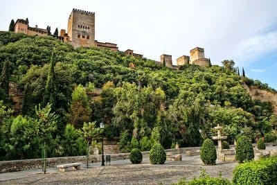A view of the Alhambra from below 
