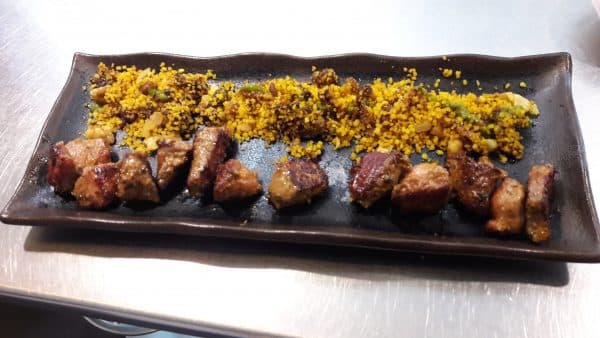 Sirloin with rice dish