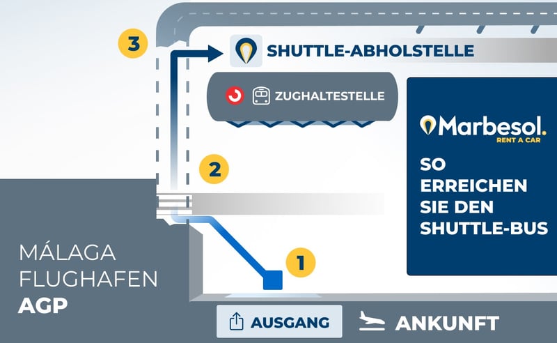 Karte des Marbesol-Shuttle-Treffpunkts am Flughafen Málaga