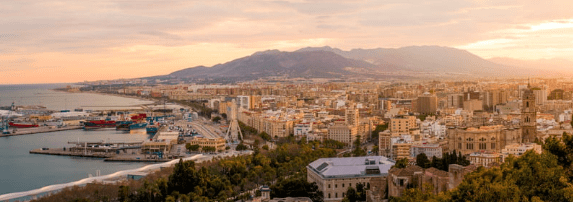 vista aerea malaga atardecer